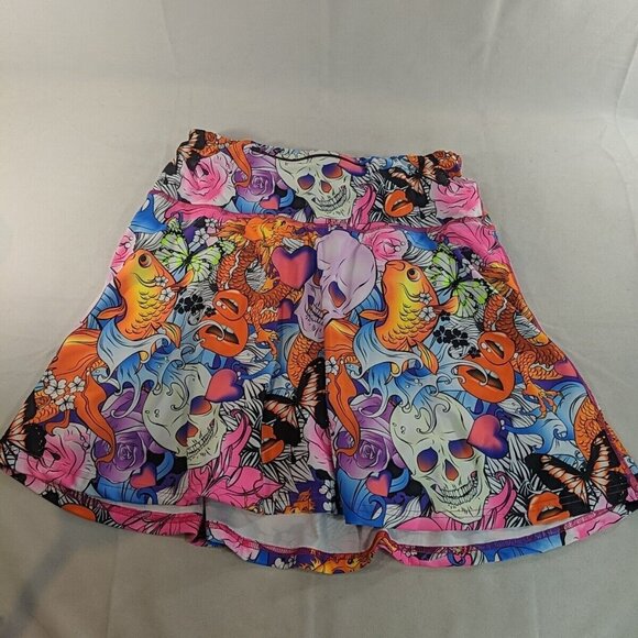 Tikiboo Swim Bottoms Skirt Shorts Skort Skull Tattoos Multicolor XL X-Large - Picture 6 of 11